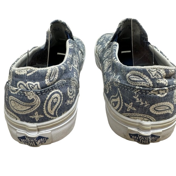 Vans Classic Slip On Low Top Sneakers Sk8 Blue White Paisley   Women’s Sz 7.5 - Picture 4 of 6